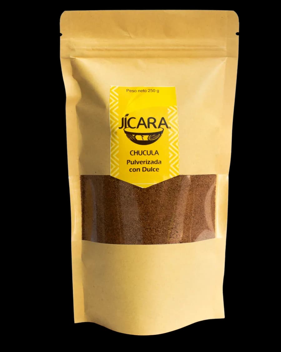 Chucula Pulverizada con Dulce Jícara 250g — cacao colombiano sin gluten, elaborada en Ubaté.
