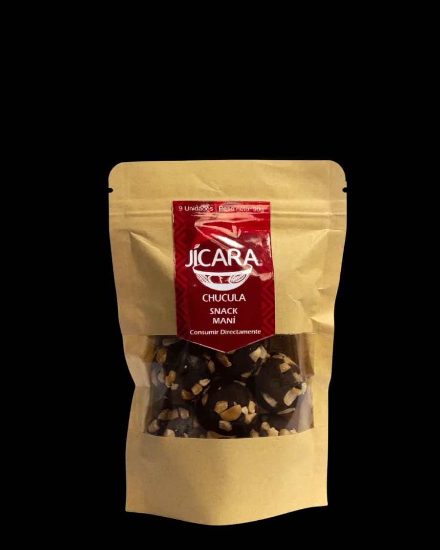 Snack Chucula con Maní Jícara 90g (9 unidades) — cacao colombiano con trozos de maní.