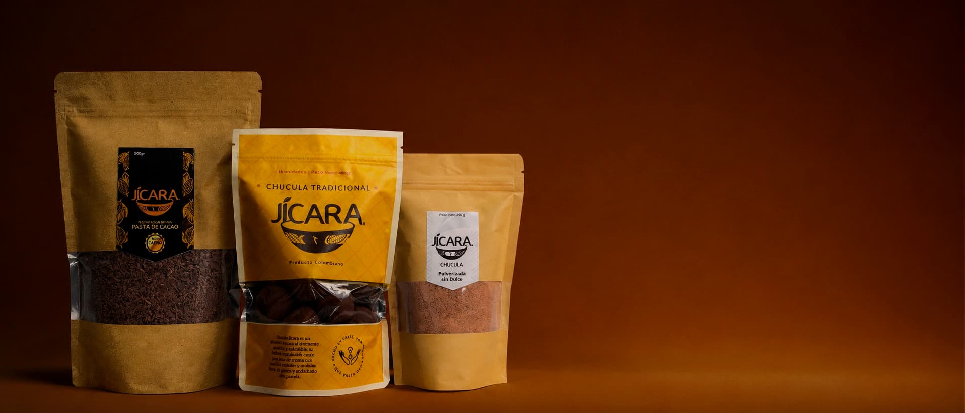 Línea de productos Jícara — chucula sin gluten, cacao 100% colombiano y chocolate artesanal de Ubaté